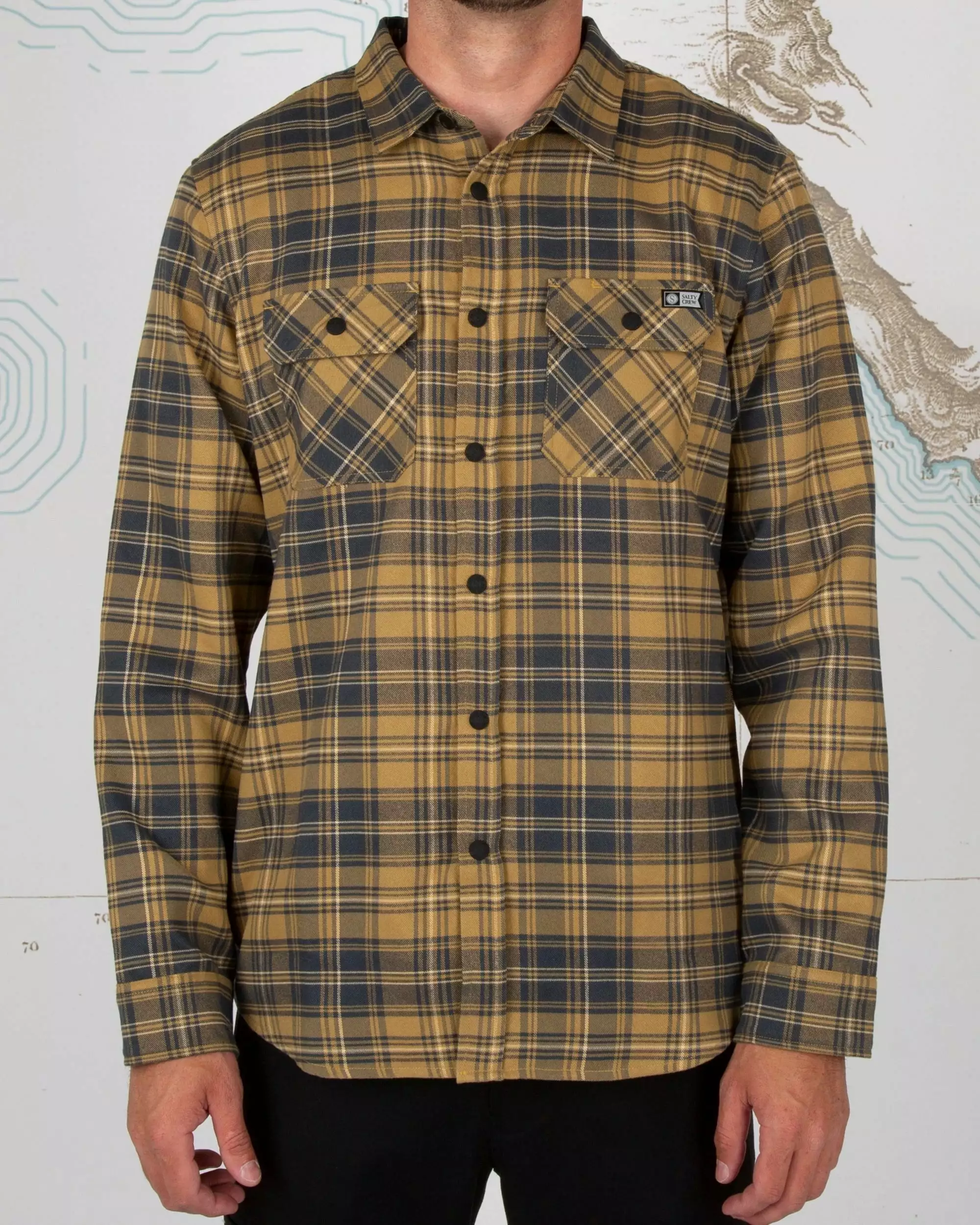 Saltycrew Salty Crew Boatyard Flannel Tee Brown 1 Saltycrew Salty Crew Boatyard Flannel Tee Brown