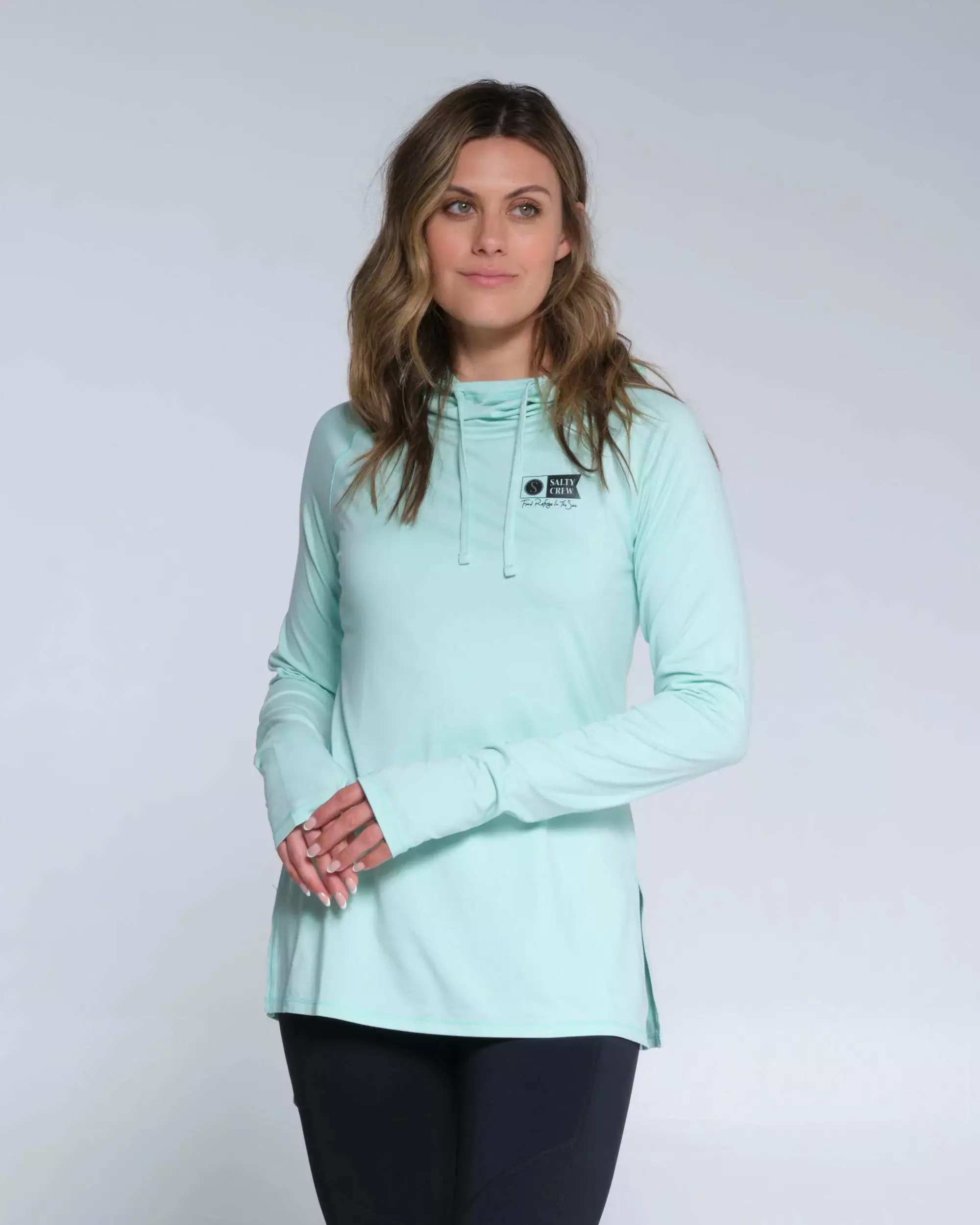 Saltycrew Salty Crew Thrill Seekers Hooded Sunshirt Wmns Seafoam 1 Saltycrew Salty Crew Thrill Seekers Hooded Sunshirt Wmns Seafoam