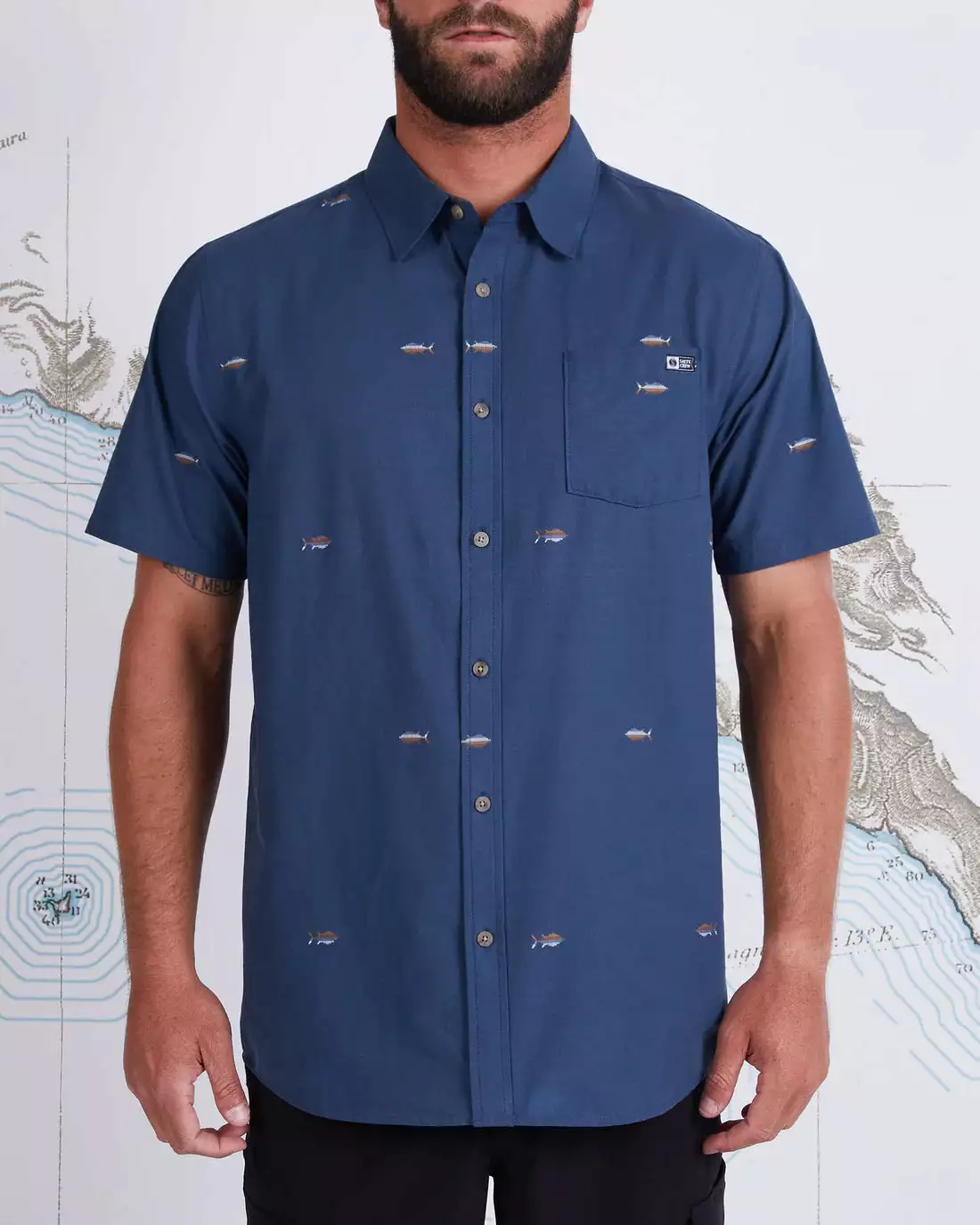 Saltycrew Salty Crew Tight Lines SS Woven Shirt Dark Slate 1 Saltycrew Salty Crew Tight Lines SS Woven Shirt Dark Slate